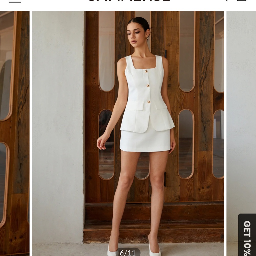 Commense White Button Down Shirt Dress size: S NWT. - Picture 4 of 15
